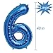 Tellpet Number 6 Balloon 6th Birthday Party Decorations for Boy Sapphire Blue 40 Inch - Image 2