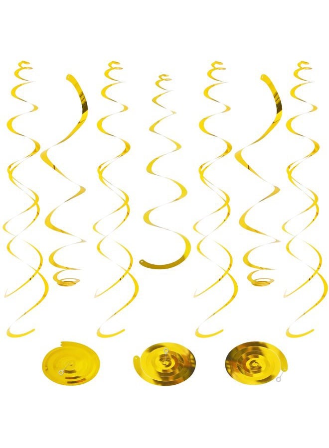 PatiCool 24 PCS Gold Hanging Swirl, Sparkle Ceiling Hanging Decorations, Plastic Streamer Party Decorations with Double-Swirls and Single-Swirls for Birthday Decorations, Graduation, Baby Shower - Image 1