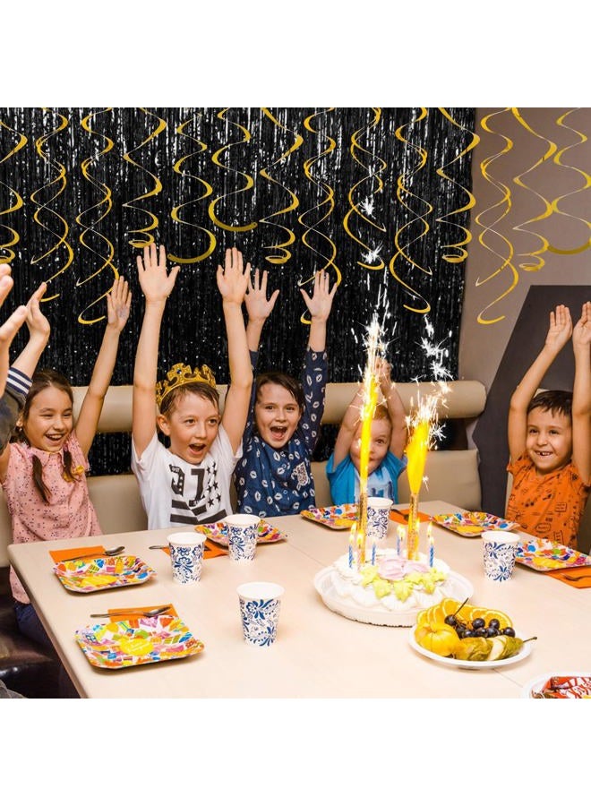 PatiCool 24 PCS Gold Hanging Swirl, Sparkle Ceiling Hanging Decorations, Plastic Streamer Party Decorations with Double-Swirls and Single-Swirls for Birthday Decorations, Graduation, Baby Shower - Image 4