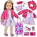 K. T. Fancy KT Fancy 18 Inch American Doll Clothes and Accessories Doll Travel Suitcase Playset for Girls Cute Travel Doll Clothes for 18 Inch Girl DollNot Include Doll Shoes Pink - Image 2