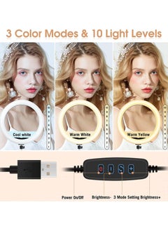 XIPH 12 inch Ring Light with Floor Tripod and Desk Stand (Ring light Kit Totally 74" Tall), LED Circle Light with Phone Holder, for Photo Selfie, Video Recording, Zoom Meeting  - Image 3