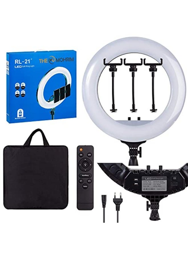 حلقة ضوء LED ناعمة RL-21 باللونين الأسود والأبيض مثالية للمكياج والتصوير الفوتوغرافي