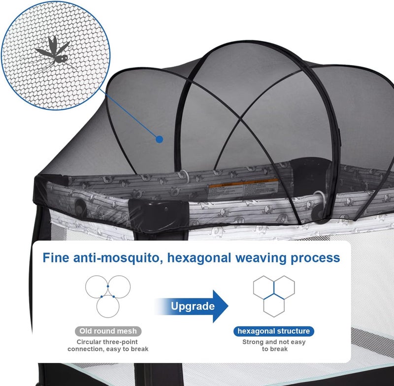 Beberoad Love Pack N Play Cover, Playard Mosquito Net (Black) | Breathable Material, 2-way Zipper, Easy Installation, Easy Storage - Image 4