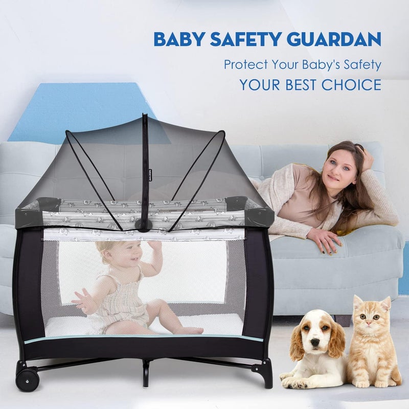 Beberoad Love Pack N Play Cover, Playard Mosquito Net (Black) | Breathable Material, 2-way Zipper, Easy Installation, Easy Storage - Image 3