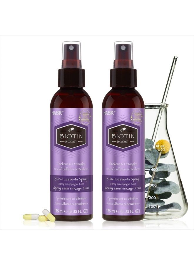 HASK Thickening BIOTIN 5-in-1 Leave In Conditioner Spray for all hair types, color safe, gluten free, sulfate free, paraben free - BIOTIN 2 PIECE SET - Image 1