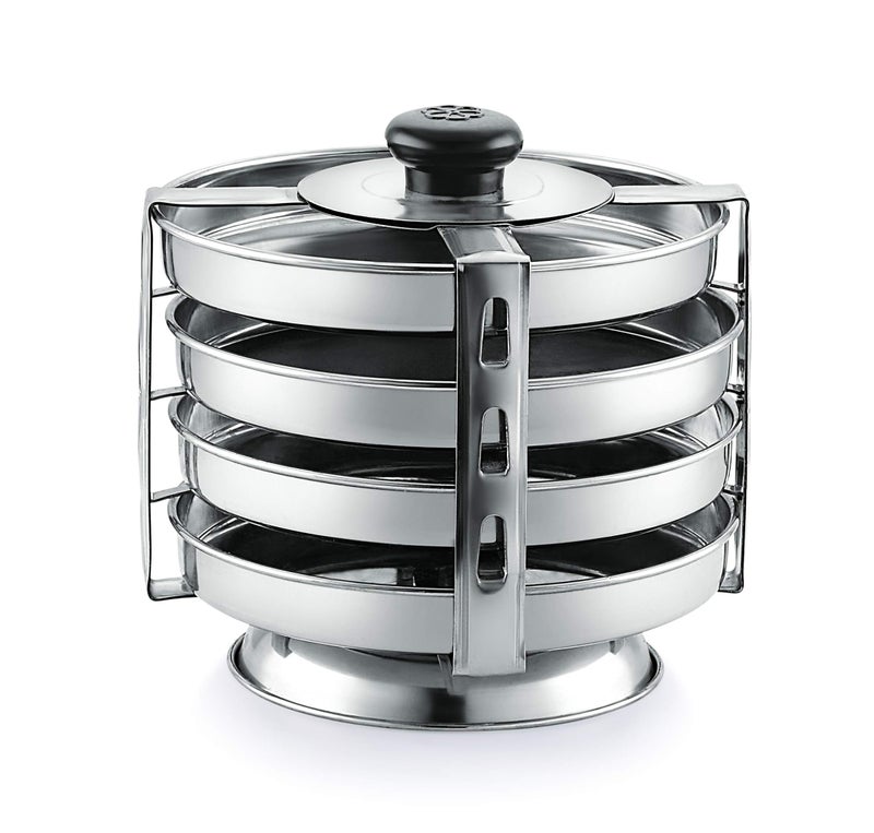 Komal Stainless Steel Dhokla Stand,4 Plates,Silver - Image 3