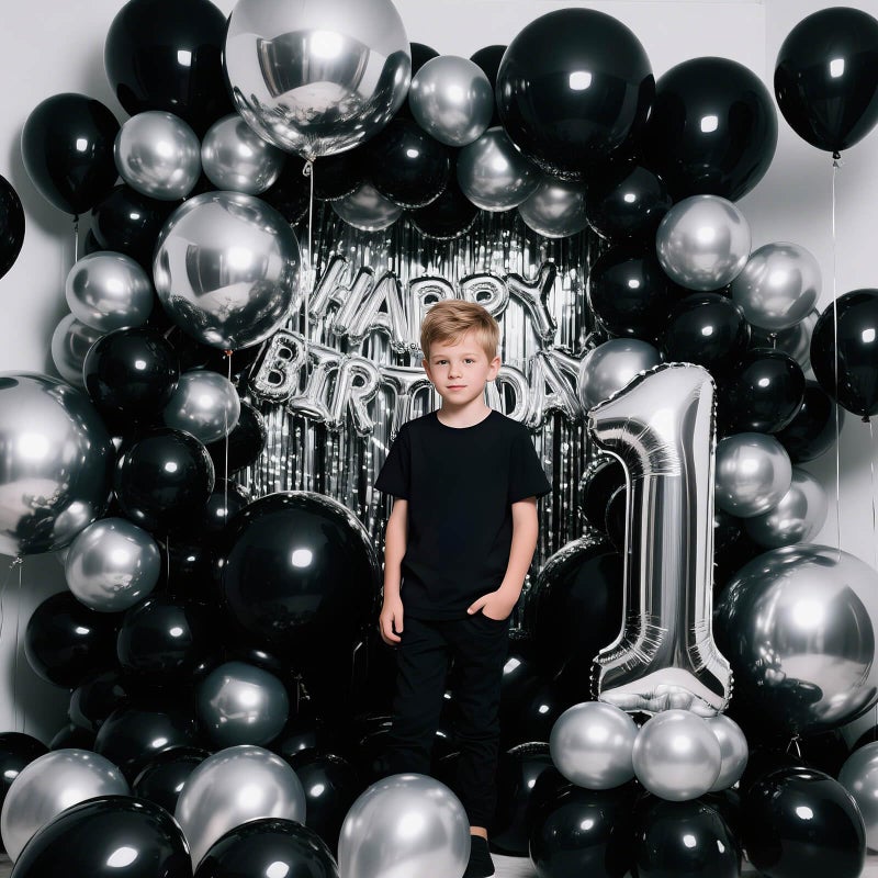 KUULBELA 110pcs Black Balloon 12 inch, Black Latex Balloons for Birthday Party Baby Shower Wedding(with 2 Ribbons). - Image 4
