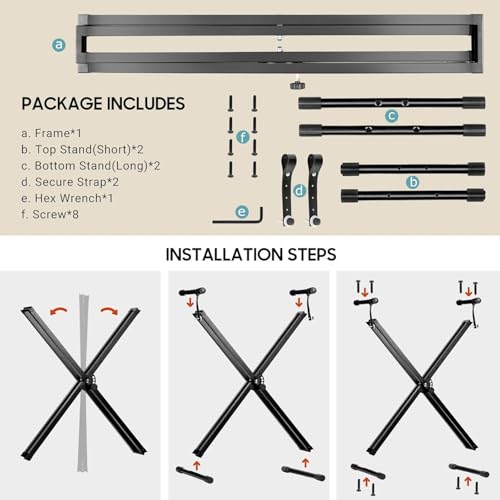 MOCKING BIRD Double X Keyboard Stand for Digital Piano, Adjustable Height Foldable Piano Keyboard Stand with Locking Straps & Anti-Slip Feet for 54/61/76/88 Key Electric Piano & MIDI - Image 5