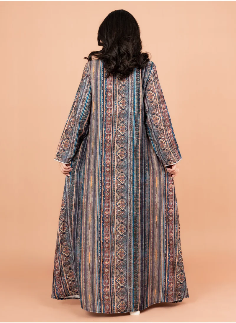 IKKXA Multicolor Patterns Modern Jalabiya IK1021 Grey
