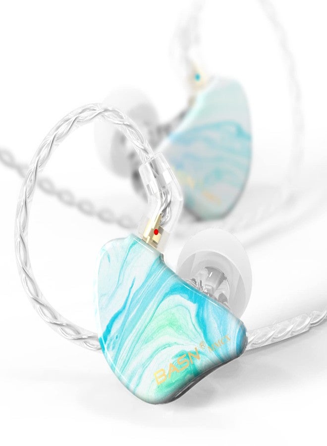 BASN MMCX in Ear Monitor Headphones,Triple Driver IEM in-Ear Earphone for Musician Drummer, Noise-Isolation HiFi Stereo Earbuds with Two Detachable Cables(Bluish White) - Image 1