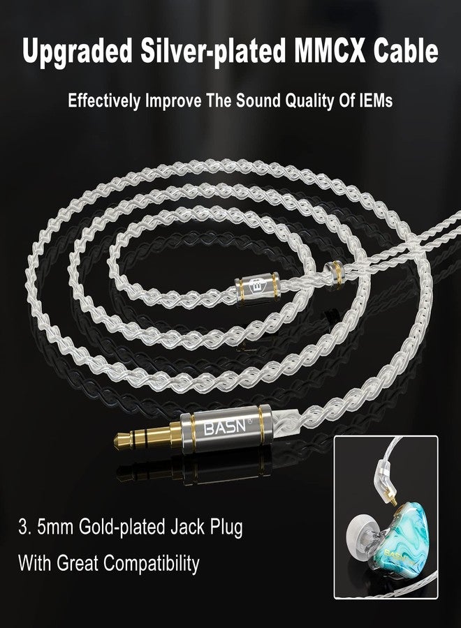 BASN MMCX in Ear Monitor Headphones,Triple Driver IEM in-Ear Earphone for Musician Drummer, Noise-Isolation HiFi Stereo Earbuds with Two Detachable Cables(Bluish White) - Image 4