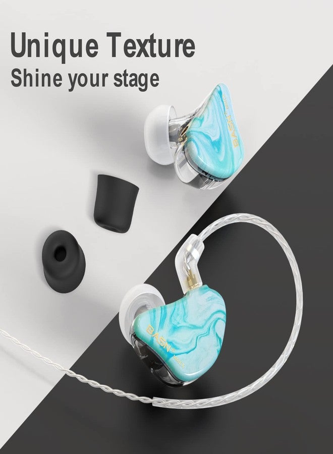 BASN MMCX in Ear Monitor Headphones,Triple Driver IEM in-Ear Earphone for Musician Drummer, Noise-Isolation HiFi Stereo Earbuds with Two Detachable Cables(Bluish White) - Image 3