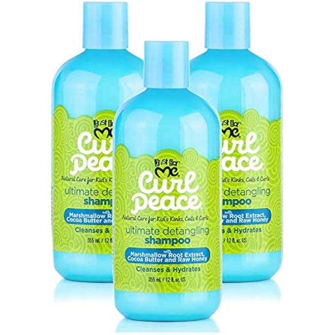 Just for Me CURL PEACE ULTIMATE DETANGLING SHAMPOO (3 PACK) - CLEANSES & HYDRATES, CONTAINS MARSHMALLOW ROOT EXTRACT, COCOA BUTTER & RAW HONEY, SULFATE FREE, NO ANIMAL TESTING, 12 OZ - Image 1