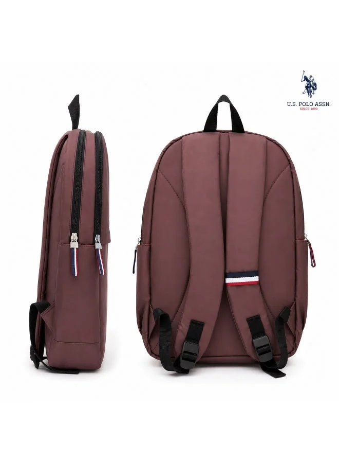 U.S. Polo Assn. U.S. Polo Assn. Classic Mocha Twin Pocket Minimal Backpack for School and Office MultiCompartment Bag for Campus