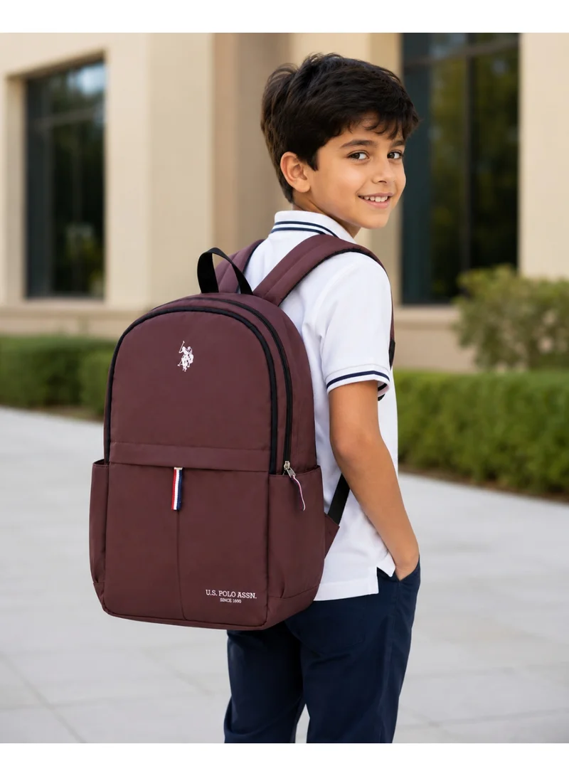 U.S. Polo Assn.  U.S. Polo Assn. Classic Mocha Twin Pocket Minimal Backpack for School and Office MultiCompartment Bag for Campus  | Best Price UAE