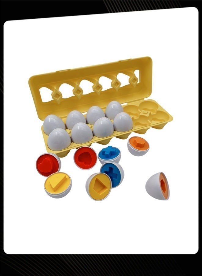 12pcs طفل شكل مطابقة بيضة لعبة التعرف على اللون اللغز التعليمي لعبة للأطفال الصغار التعلم المبكر - Image 3