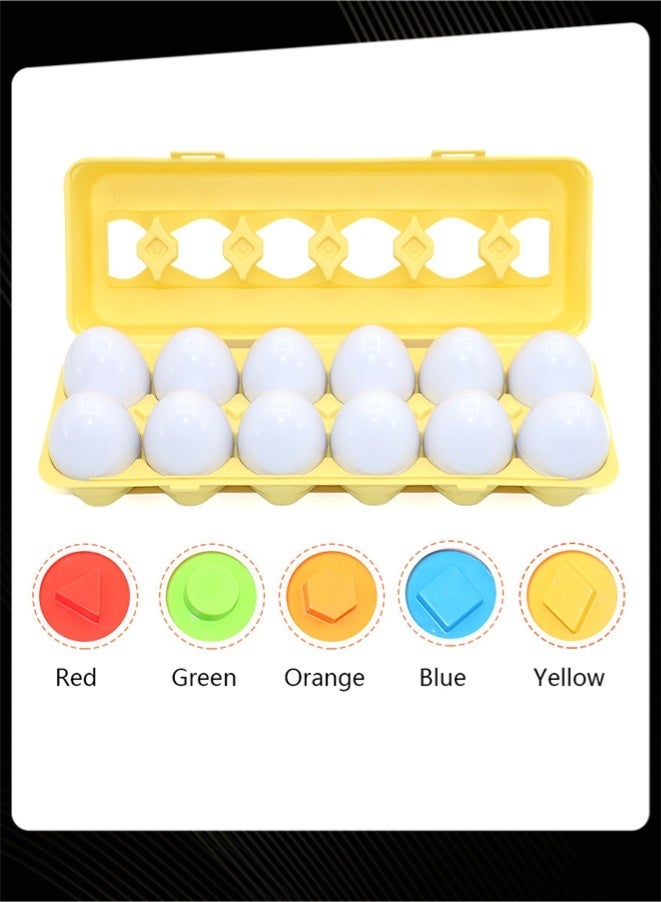 12pcs طفل شكل مطابقة بيضة لعبة التعرف على اللون اللغز التعليمي لعبة للأطفال الصغار التعلم المبكر - Image 1