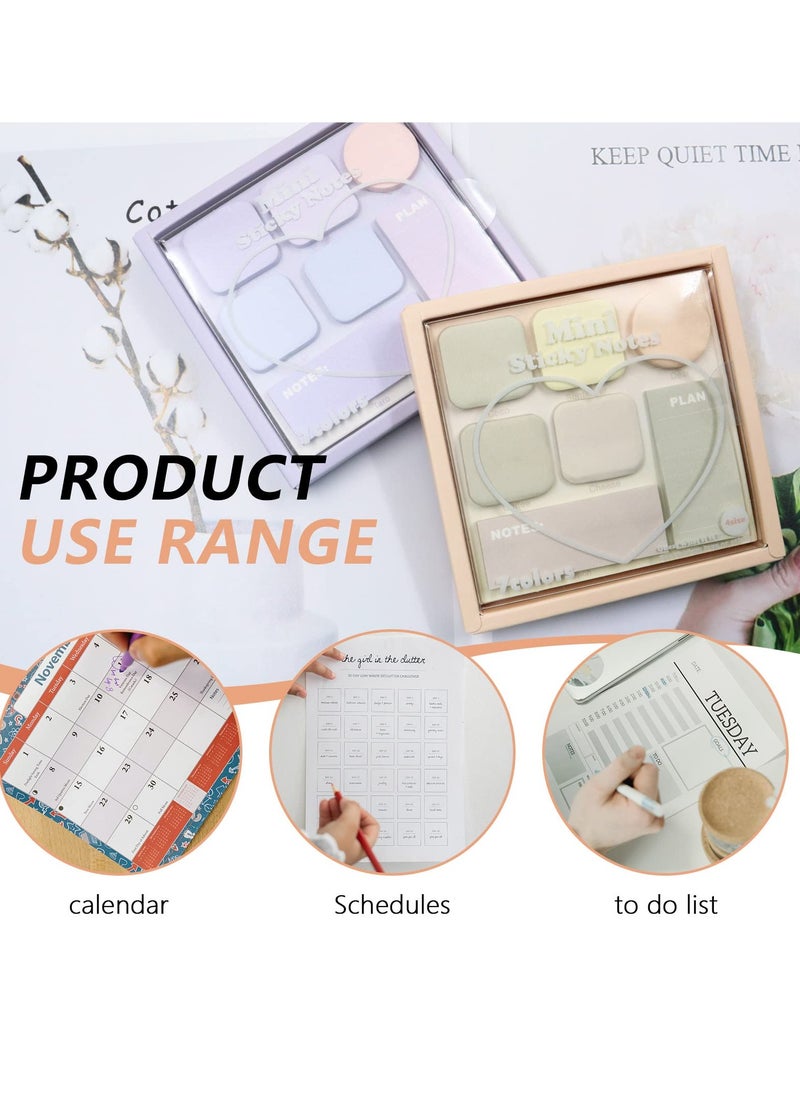 Excefore - 420 PCS Mini Sticky Notes for Planner and Calendar - 14 Colors and 4 Sizes Self-Stick Notes - 2 Sets of Macaron Small Sticky Note Pads for Notebooks and To-Do Lists - Image 1