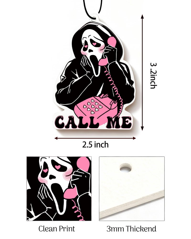Joytezz 5Pcs Ghost Horror Car Air Fresheners Pink Cute Car Interior Accessories Hanging Scents Anime Freshener Automotive Room Decor for Women Teen Girls Gift - Image 3