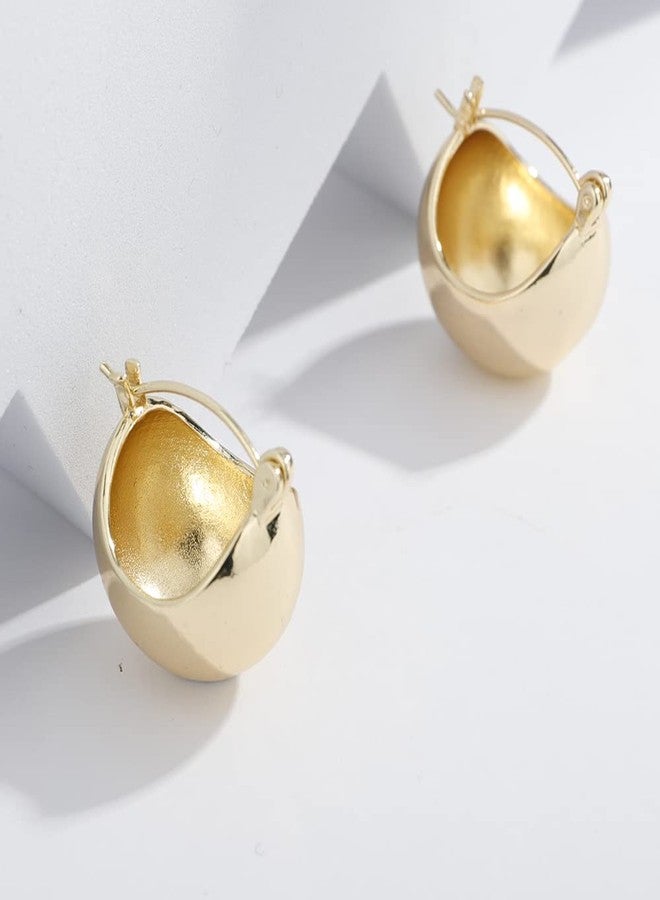 Wiwpar Polished Ball Chunky Hoop Earrings Lightweight Hoops Dainty Minimalist Open Hoops Earrings Chunky Hoop Earrings for Women Gift Prom Bar Birthday Christmas Gifts (Gold) - Image 5