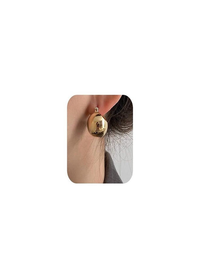 Wiwpar Polished Ball Chunky Hoop Earrings Lightweight Hoops Dainty Minimalist Open Hoops Earrings Chunky Hoop Earrings for Women Gift Prom Bar Birthday Christmas Gifts (Gold) - Image 1