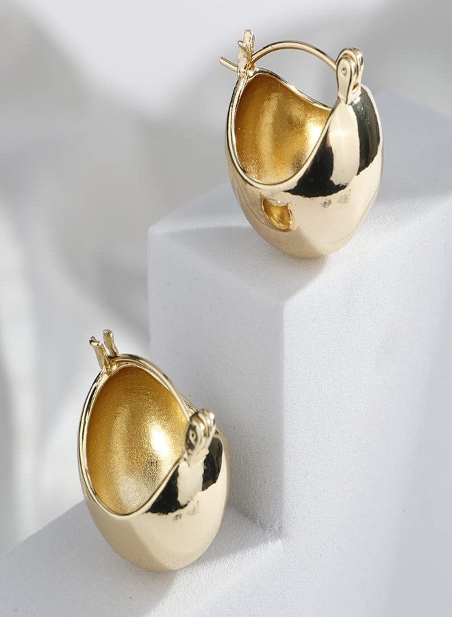 Wiwpar Polished Ball Chunky Hoop Earrings Lightweight Hoops Dainty Minimalist Open Hoops Earrings Chunky Hoop Earrings for Women Gift Prom Bar Birthday Christmas Gifts (Gold) - Image 4