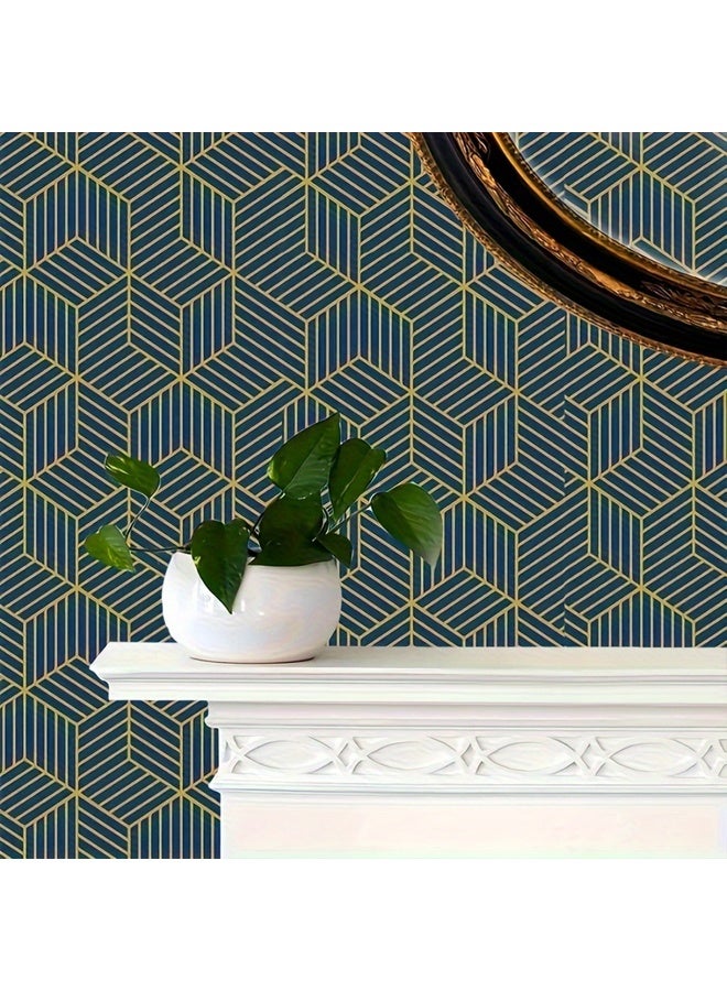 زيمي ورق حائط فاخر بسيط من مادة البولي فينيل كلوريد، لاصق ذاتي، صفائح لاصقة فورية لجدران غرفة النوم وغرفة المعيشة (45*1000 سم) - Image 1