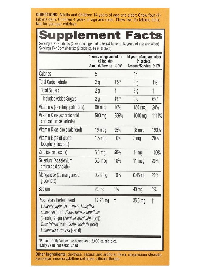 Airborne Vitamin C Citrus 1000 mg 64 Chewable Tablets - Image 2
