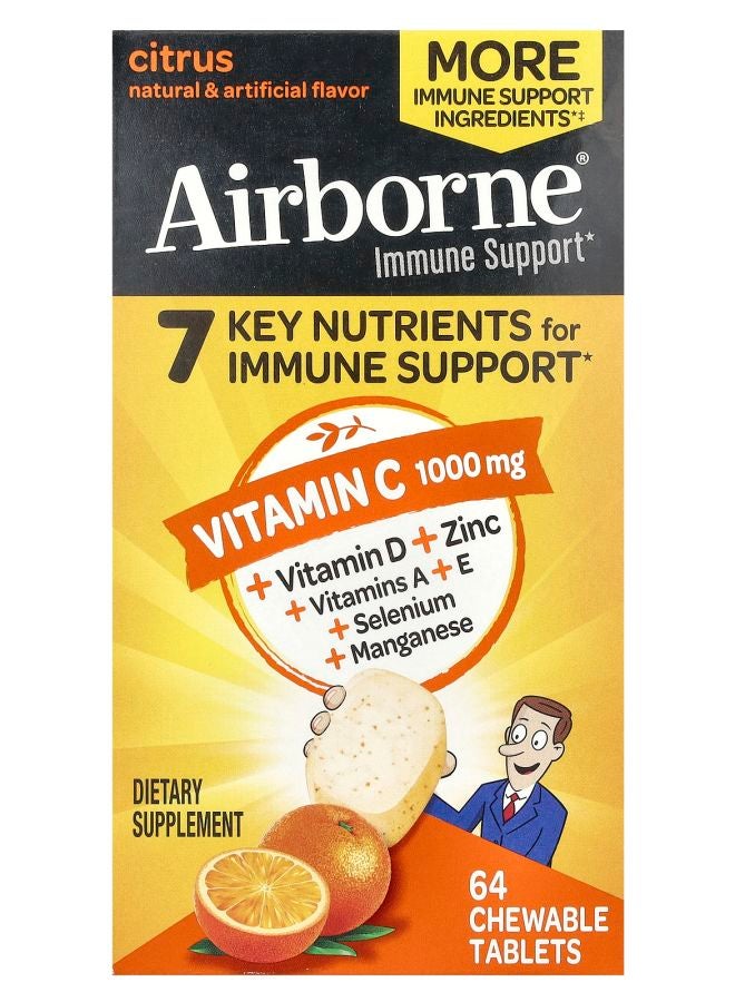 Airborne Vitamin C Citrus 1000 mg 64 Chewable Tablets - Image 1