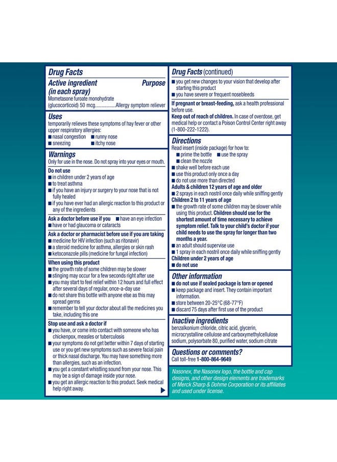 NASONEX - بخاخ الأنف للحساسية لمدة 24 ساعة 60 رذاذ - Image 1