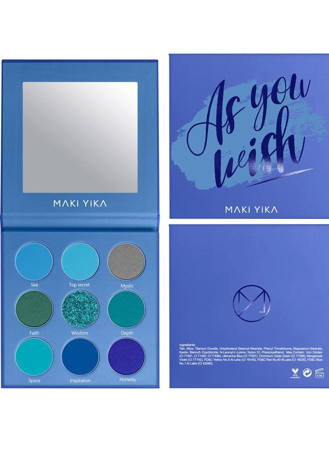 MAKI YIKA - Blue Eyeshadow Palette for Women, Blue Eye Shadow 9 Color Matte Shimmer Glitter Eye Makeup Palette, Long Lasting & High Pigmented Eyes Makeup Palette (Blue) - Image 1