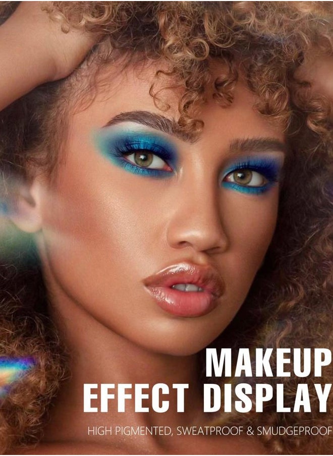 MAKI YIKA - Blue Eyeshadow Palette for Women, Blue Eye Shadow 9 Color Matte Shimmer Glitter Eye Makeup Palette, Long Lasting & High Pigmented Eyes Makeup Palette (Blue) - Image 1