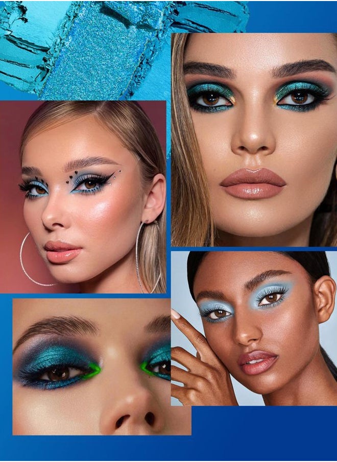 MAKI YIKA - Blue Eyeshadow Palette for Women, Blue Eye Shadow 9 Color Matte Shimmer Glitter Eye Makeup Palette, Long Lasting & High Pigmented Eyes Makeup Palette (Blue) - Image 1