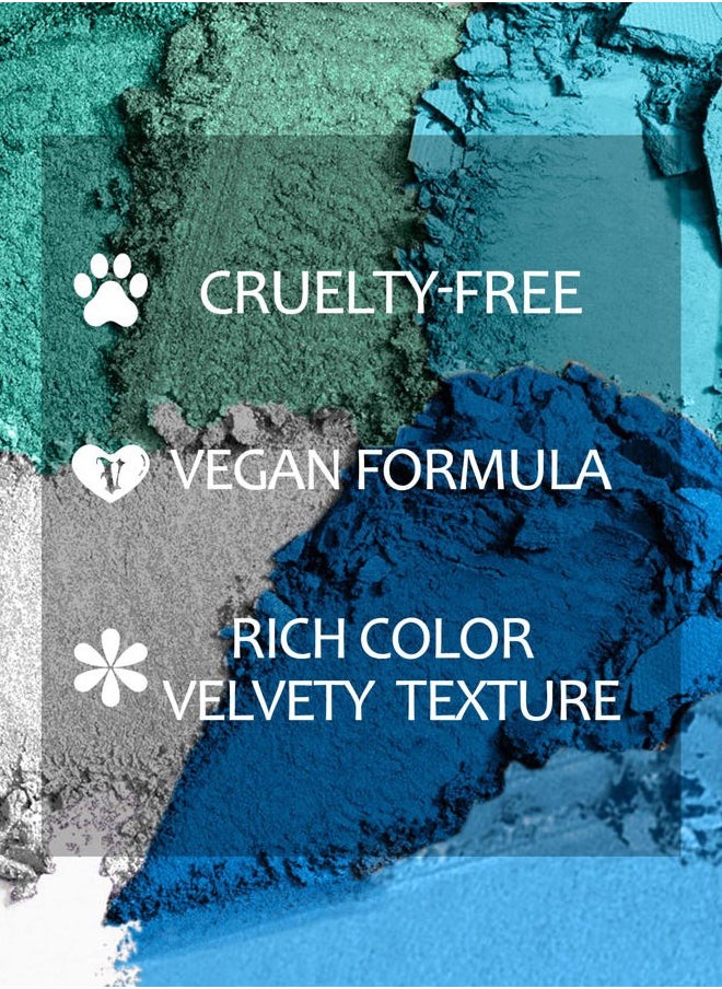 MAKI YIKA - Blue Eyeshadow Palette for Women, Blue Eye Shadow 9 Color Matte Shimmer Glitter Eye Makeup Palette, Long Lasting & High Pigmented Eyes Makeup Palette (Blue) - Image 1