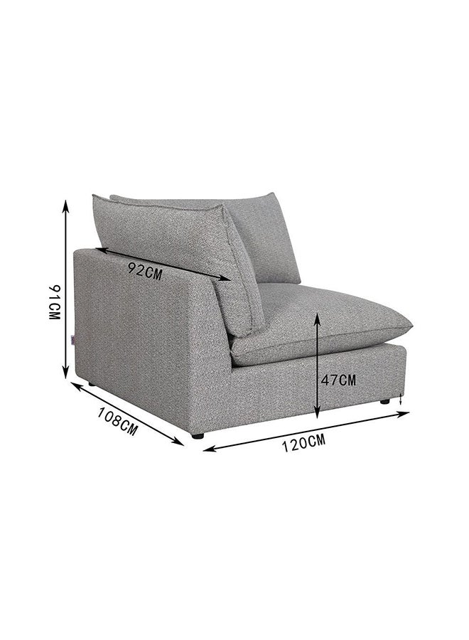 DANUBE HOME Napoleon 1 Seater With Left Arm Fabric Modular Sofa Accent Chair Modern Design One Seat Sofas Comfortable Living Room Seating Furniture For Home L 120 x W 108 x H 91 cm Grey - Image 4