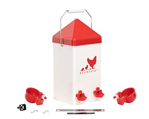 RentACoop 1 Gallon PVC Chicken Waterer with 2 Auto-Fill Cups, Horizontal Nipples and Anti-Roost Cone - Suitable for Chicks, Chickens, Quails, Pigeons and Gamebirds - Image 3