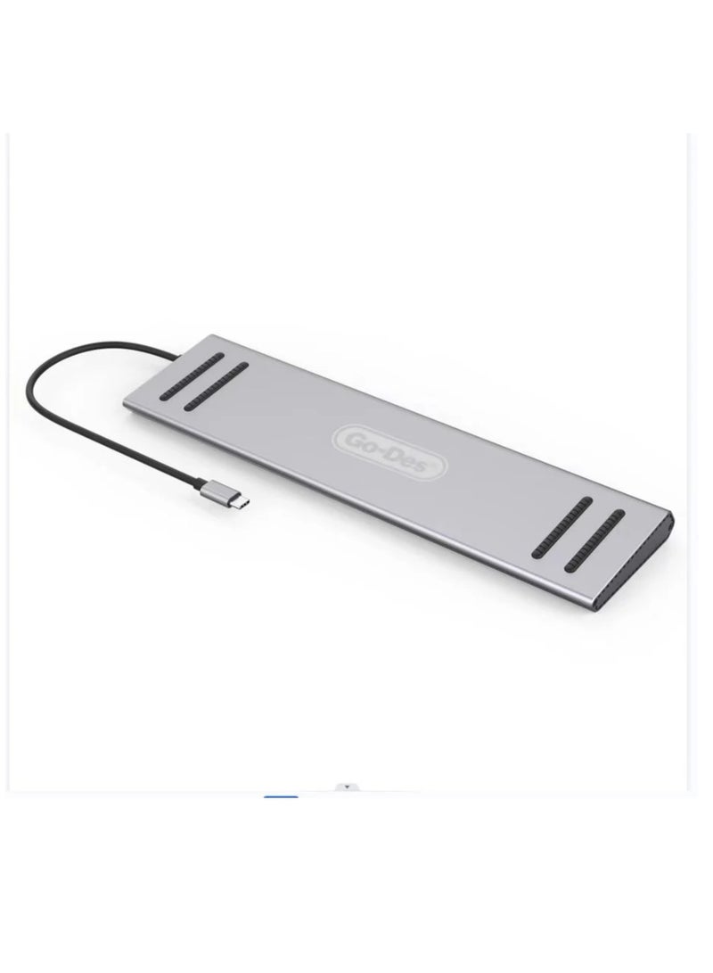 GO-DES 14in1 USB C Type-C  Hub docking station 3.5mm  Go-Des PD Charging Adapter For MacBook Pro And Huawei - Image 4
