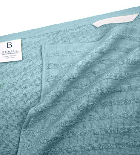 Bumble Towels Premium Kitchen Towels (20”x 28”, 6 Pack) | Large Cotton Dish Towels | Flat & Terry Highly Absorbent Kitchen Linen Set with Hanging Loop | Wide Stripe Aqua - Image 4