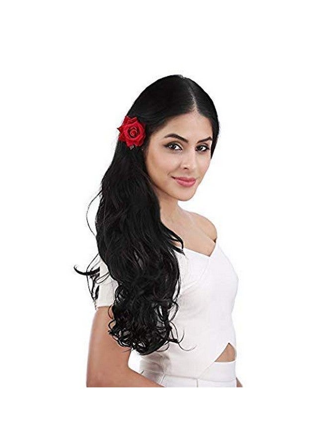 Rapidsflow® Imported Quality 5 Clip Hair Extensions For Women No Extra Shine Matt Finish Curly Hair 28 Inch 150 gram (Black) - Image 4