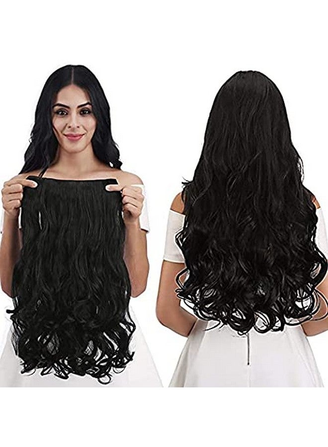 Rapidsflow® Imported Quality 5 Clip Hair Extensions For Women No Extra Shine Matt Finish Curly Hair 28 Inch 150 gram (Black) - Image 1