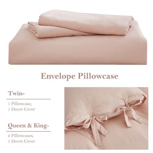 annadaif Pink Duvet Cover Queen (90x90 Inch), 3 Pieces (1 Duvet Cover, 2 Pillowcases) Soft Washed Microfiber Bowknot Bow Tie Duvet Cover Set, Easy Care Bedding Set for Men, Women - Image 5