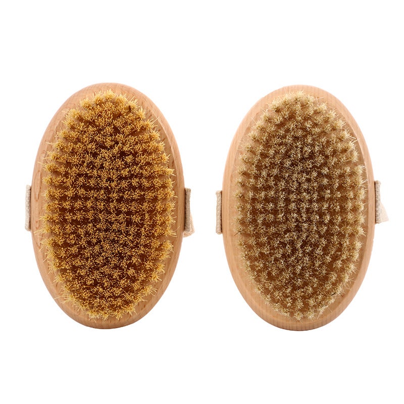 Cross-border spot Beech bath brush Oval bristle massage bath brush hand-held body dry brush hand-held sisal bath brush(Beech bullet Rivet) - Image 4