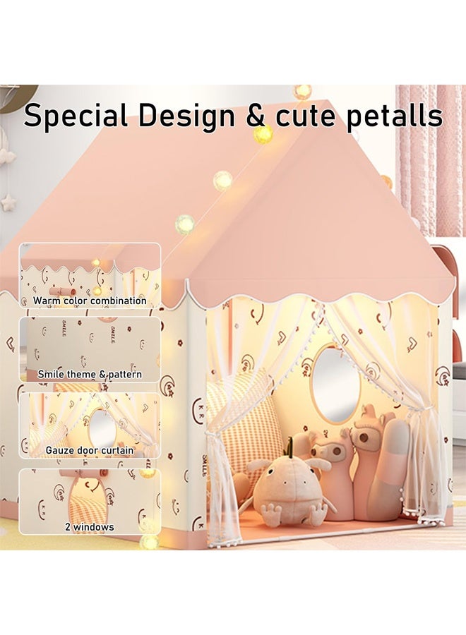 DUNISO خيمة منزل للأطفال في الداخل والخارج، بيت لعب للأطفال مع ستائر، قلعة أميرة للأطفال، ألعاب غرفة داخلية للأطفال من الأولاد والبنات أعمار 3-10 (105x120x128 سم) - Image 3