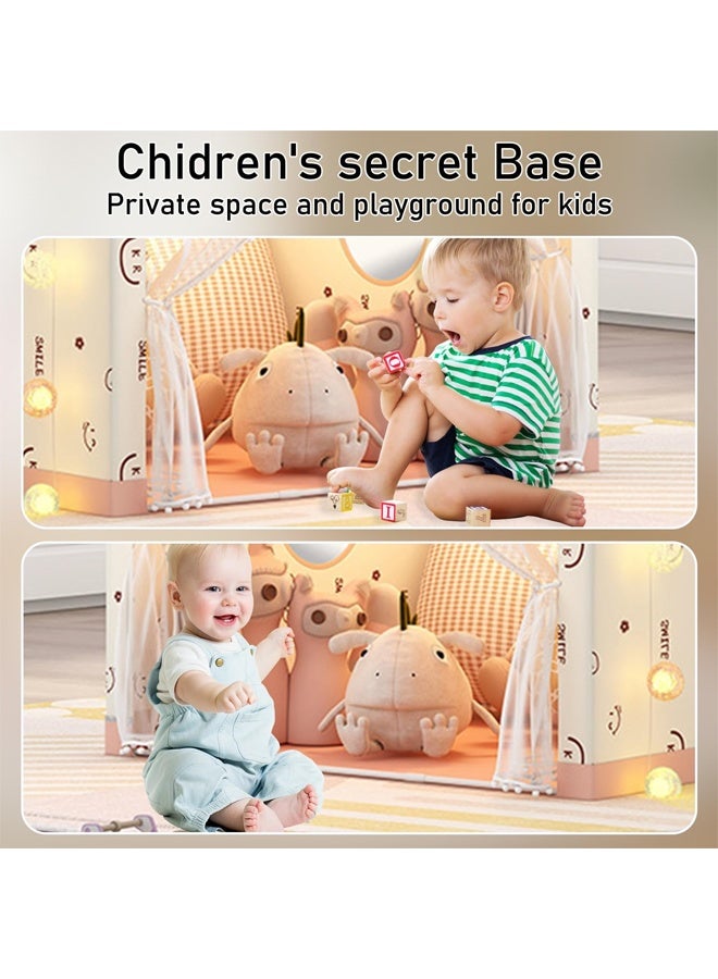DUNISO خيمة منزل للأطفال في الداخل والخارج، بيت لعب للأطفال مع ستائر، قلعة أميرة للأطفال، ألعاب غرفة داخلية للأطفال من الأولاد والبنات أعمار 3-10 (105x120x128 سم) - Image 5