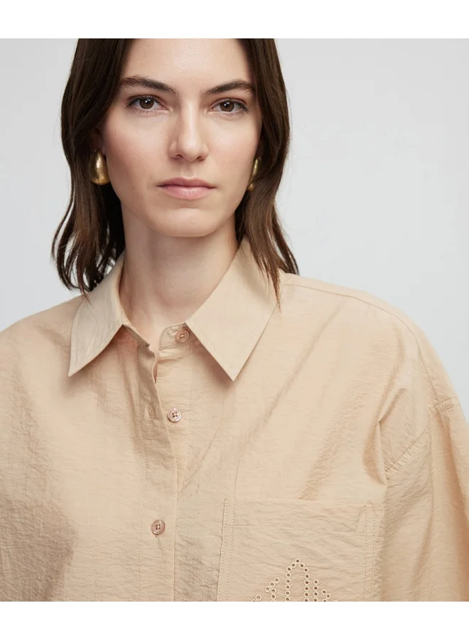 ابيكول قميص مطرز بشعار مونوغرام