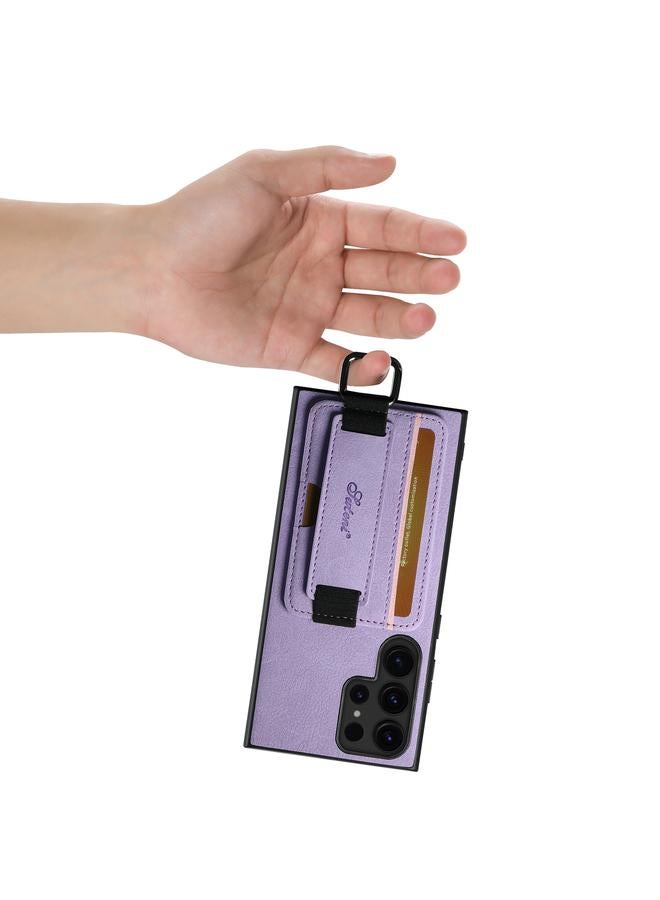 Suteni Case For Samsung Galaxy S22 Ultra 5G H13 Litchi Leather Wrist Strap Wallet Back Phone Case - Image 5