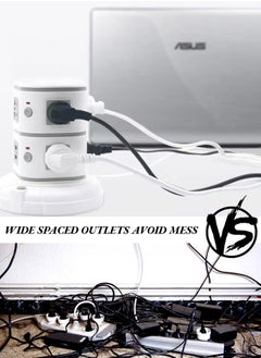 MODI Universal Vertical Tower Power Strip, Multi Socket 110V-250V with 2 USB Ports, Electric Charging Station Surge Protector, Suitable For Any Country  - Image 5