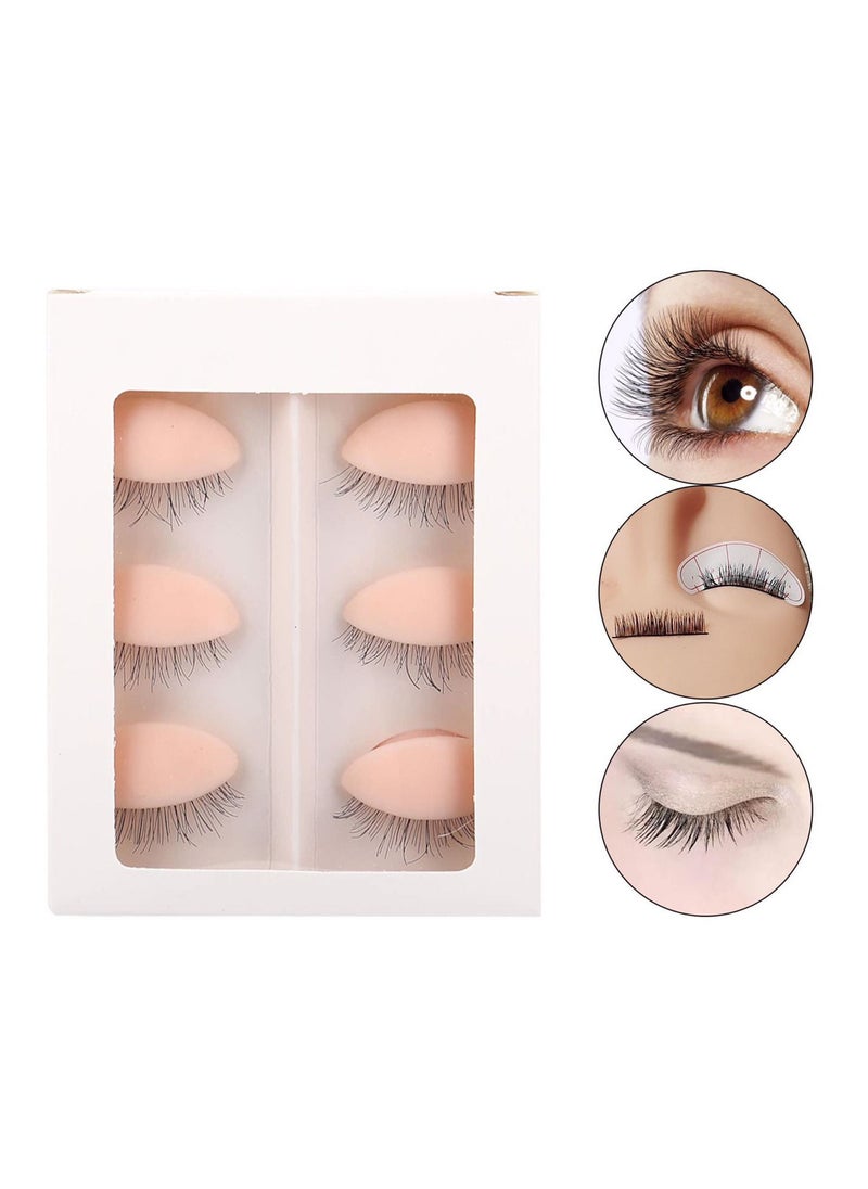 globalstar Globalstar 3 Pairs Silicone Eyelid With Lashes Replacement For Training Head HJ-105  - Image 2