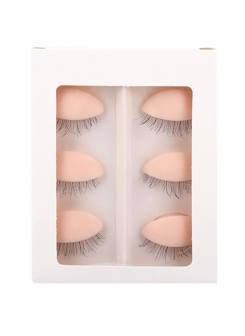 globalstar Globalstar 3 Pairs Silicone Eyelid With Lashes Replacement For Training Head HJ-105  - Image 1