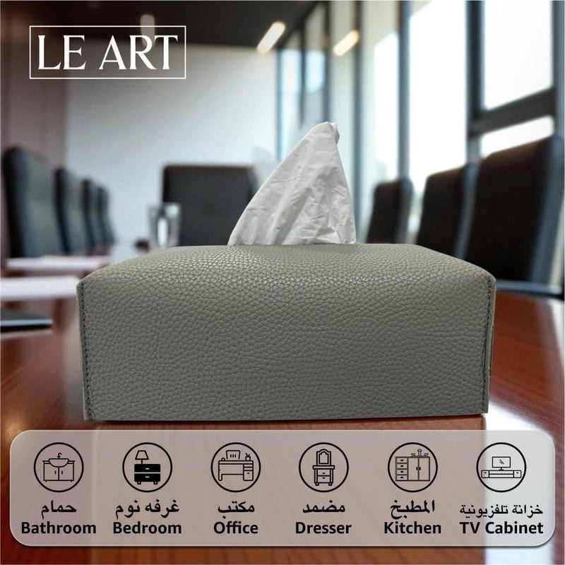 لي آرت LEART غطاء علبة المناديل الجلدي – حامل علبة مناديل أنيق للمكتب والسيارة والفندق وديكور المنزل | غرفة ��لمعيشة وغرفة النوم والحمام | حامل المناديل الوجهية، حامل علبة المناديل للسيارة (حديدي) - Image 5
